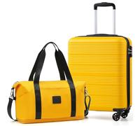COOLIFE Valise Cabine Ryanair Rigide Bagage Cabine 55x35x20 Valises Leger a 4 Roues,Serrure TSA, en ABS Rigide Valise (Jaune/Noir, 55×40×20 Set de Valises)