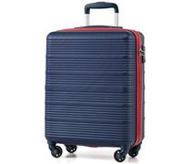 COOLIFE Valise Cabine Ryanair Rigide Bagage Cabine 55x35x20 Valises Leger a 4 Roues,Serrure TSA, en ABS Rigide Valise (Bleu/Rouge, 55×40×20)