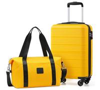 COOLIFE Valise Cabine Ryanair Rigide Bagage Cabine 55x35x20 Valises Leger a 4 Roues,Serrure TSA, en ABS Rigide Valise (Jaune/Noir, 55×35×20 Set de Valises)