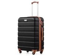 COOLIFE Valise trolley rigide ultra léger et spacieux,Fermeture à combinaison latérale avec TSA, 4 roues pour faciliter le transport, marron foncé, 77cm, Moderne