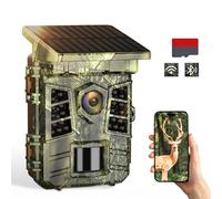 Coolifepro Caméra de Chasse Solaire, 60MP 4K WiFi Bluetooth Camera Chasse, Batterie Rechargeable Intégrée de 2600mAh, 25M Caméra Infrarouge, Grand Angle 100° avec Carte 32GB