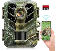 Coolifepro Caméra de Chasse WiFi Bluetooth Connectée Téléphone, 48MP Mini Caméra Chasse Infrarouge Vision Nocturne, Temps de Déclenchement 0,1s, avec Carte Mémoire 32GB, pour Surveillance de la Faune