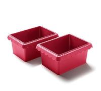 Coolinato - Lot de 2 mini moules à pain 550 g en silicone platine résistant à la chaleur - Rouge - 17 x 13 x 7,5 cm - Moule en silicone pour friteuse à air chaud (Airfryer) et four - Pour petits pains