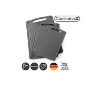 Coolinato Ensemble de 3 Planches à découper de différentes Tailles avec rainure à jus - Planches à découper antibactériennes, séparation hygiénique des Aliments