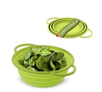 Coolinato Passoire pliable en silicone 16 cm vert - pour pâtes, légumes & fruits - cuisine compatible lave-vaisselle, sans BPA, résistante à la chaleur jusqu’à 230 °C égouttoir pliable gain de place