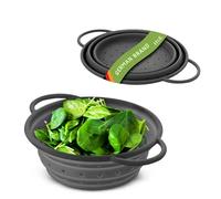 Coolinato - Passoire silicone pliable 16 cm gris - Passette pour nouilles, légumes & fruits - Compatible au lave-vaisselle, sans BPA, & résistante à la chaleur - Rabattable & peu encombrante