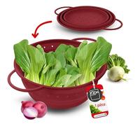 Coolinato - Passoire silicone pliable 16 cm rouge - Passette pour nouilles, légumes & fruits - Compatible au lave-vaisselle, sans BPA, & résistante à la chaleur - Rabattable & peu encombrante