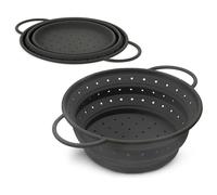 Coolinato - Passoire silicone pliable 20 cm gris - Passette pour nouilles, légumes & fruits - Compatible au lave-vaisselle, sans BPA, & résistante à la chaleur - Rabattable & peu encombrante