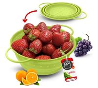 Coolinato - Passoire silicone pliable 20 cm vert - Passette pour nouilles, légumes & fruits - Compatible au lave-vaisselle, sans BPA, & résistante à la chaleur - Rabattable & peu encombrante