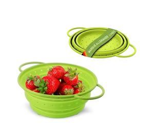 Coolinato - Passoire silicone pliable 20 cm vert - Passette pour nouilles, légumes & fruits - Compatible au lave-vaisselle, sans BPA, & résistante à la chaleur - Rabattable & peu encombrante