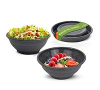 Coolinato - Set de 3 bols pliables en silicone platine 16-24cm Gris - Saladier repliable pour camping pour les aliments frais - Résistant à la chaleur et compatible au lave-vaisselle