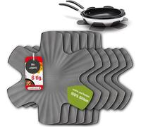 Coolinato - Set De 6 Protège-Poêles En Silicone 35 Cm Gris - Dessous De Plat Universel, Protection Pour Poêles & Casseroles Empilable - Protection Thermique, Lavable Au Lave-Vaisselle Et Sans Bpa