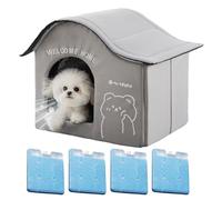 Cooling Cat House, Foldable Cat Cave Bed, Weatherproof Pet Shelter with Ice Boxes, Comfortable Furniture, Ideal for Puppy, Kitten, Indoor, Outside, Camping, Travel, Home, S, M, L