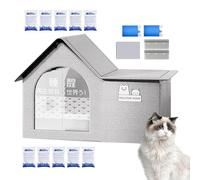 Cooling Cat House, Foldable Pet Shelter with Ice Bag Support, Portable Outdoor Tent Bed, Perfect for Dog Or Cat Use on Balcony Beach Patio Apartment Travel, 20.87x16.93x14.96 in