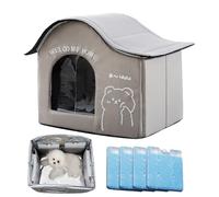 Cooling Cat House, Outdoor Pet Shelter, Foldable Weatherproof Bed, Built in Ice Box Portable Design for Indoor Use, Camping, Travel, Backyard, Porch, Summer, 15,75 x 12,6 x 12,6 pouces