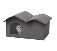 Cooling Cat House, Sturdy Outdoor Pet Shelter with Detachable Cool Lining, Breathable Comfortable Cave, Perfect for Kittens, Puppies, Small Dogs, Hot Weather, Yard, Home Use, 57cm Gray