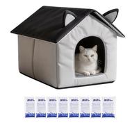 Cooling Cat House with Ice Packs Foldable Waterproof Pet Cave | Foldable Cooling Pet House Includes Eight Ice Packs Helping Cats Rest Comfortably During Warm Indoor Summer Weather Daily