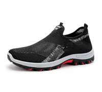 Cooling Comfort Sneaker Men Women 2025 New Breathable Barefoot Mesh Shoes Soft Bottom Comfy Casual Anti-Slip Slip on for Daily Walking & Errands (Black,44)