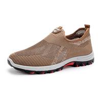 Cooling Comfort Sneaker Men Women 2025 New Breathable Barefoot Mesh Shoes Soft Bottom Comfy Casual Anti-Slip Slip on for Daily Walking & Errands (Brown,46)