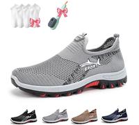 Cooling Comfort Sneaker, Soft Bottom Comfy Casual Anti-Slip Slip on Summer, Breathable Walking Mesh Shoes (Grey,45)