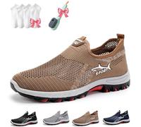 Cooling Comfort Sneaker, Soft Bottom Comfy Casual Anti-Slip Slip on Summer, Breathable Walking Mesh Shoes (Khaki,45)