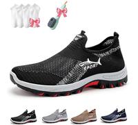 Cooling Comfort Sneaker, Soft Bottom Comfy Casual Anti-Slip Slip on Summer, Breathable Walking Mesh Shoes (Black,42)