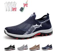 Cooling Comfort Sneaker, Soft Bottom Comfy Casual Anti-Slip Slip on Summer, Breathable Walking Mesh Shoes (Blue,45)