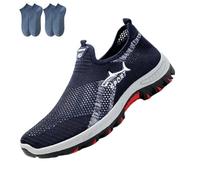 Cooling Comfort Sneaker, Summer Breathable Mesh Slip-on Walking Shoes for Man with Soft Anti-Slip Sole (Blue,43.5)