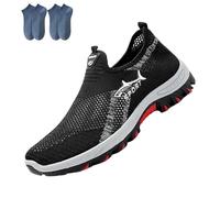 Cooling Comfort Sneaker, Summer Breathable Mesh Slip-on Walking Shoes for Man with Soft Anti-Slip Sole (Black,42.5)