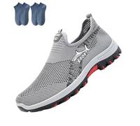 Cooling Comfort Sneaker, Summer Breathable Mesh Slip-on Walking Shoes for Man with Soft Anti-Slip Sole (Gray,45)