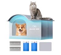 Cooling House for Outdoor Cats, Foldable Pet Shelter, Spacious Shade Tent, Portable Cooling Cave, Travel Bed for Apartment Balcony Car Camping Backyard Patio, In&Outdoors Use 17,72 x 13,78 x 13,39 in