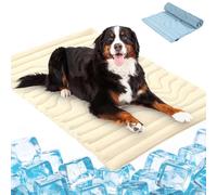 Cooling Mat for Dogs,Heatrelief Cooling Dog Bed,Portable Pet Cool Bed Summer,Rapid Cool Scratch-Resistant Cat Mats,Non-Slip Washable,Dog/Cat Coolings Mat for Indoor,Outdoor and Car Use(Beige,L)