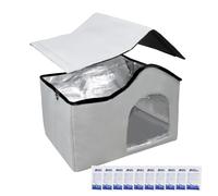 Cooling Outdoor Cat House, Cooling Pet Home, Summer Crate, Foldable Shelter, Ice Pack Comfort and Heat for Kitten Accessories Dog Kennel Beach Camping, 17.72x13.39x14.17 in