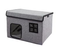 Cooling Outdoor Cat House, Insulated Pet Shelter, 15.75x10.63x10.63 inches Washable Removable Bed, Tear-Resistant Fabric Cave, Gray Medium Size for Indoor Cats, Kittens, Small Dogs
