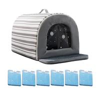 Cooling Outdoor Cat House, Insulated Pet Tent, Waterproof Material and Non Slip Comfortable Base, Ice Box Compatible Shelter for Apartment Living, Cats, Puppies Use