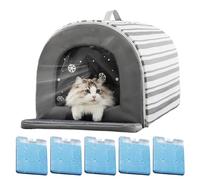 Cooling Outdoor Cat House, Insulated Waterproof Shelter, Non Slip Base, Built in Ice Box Feature, Excellent for Apartment Balconies Yards Patios Indoor Outdoor Pet Comfort