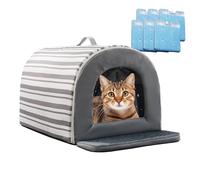 Cooling Outdoor Cat House, Insulated Waterproof Shelter, Non Slip Base, Built in Ice Box Feature, Excellent for Apartment Balconies Yards Patios Indoor Outdoor Pet Comfort