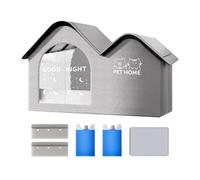 Cooling Outdoor Pet House, Foldable Aluminum Cat Shelter with Ice Packs and Mat, Spacious Shaded Tent for Travel, Apartment, Balcony, Patio, Backyard Or Camping Cool Spot for Pets