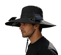 Cooling Sun Protection Hat - Wide Brim Ventilated Headgear, Portable Fan Hat with UV Shield, Breathable Outdoor Cap with Comfort, Accessory Summer Gear, Hats for Golfers Travelers Hikers Beach