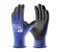 COOLJOB 12 paires de gants de travail de sécurité avec revêtement PU Grip, gants en tricot sans couture de 13 mm pour le travail en entrepôt, légers et respirants pour hommes et femmes, Bleu, Large