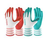 COOLJOB Gants de jardinage pour femme, 6 paires de gants de jardinage pour femme, gants de jardin confortables et respirants, cadeau de jardinage, taille M, rouge et vert (demi-douzaine M)