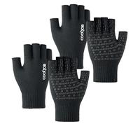 COOLJOB Lot de 2 paires de gants sans doigts pour homme et femme, gants chauds en tricot, antidérapants pour le travail à la maison et les sports de plein air (noir, taille L)