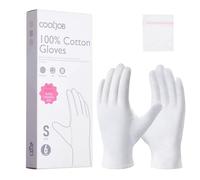 COOLJOB Lot de 6 paires de gants blancs en coton pour homme et femme, Gant de protection contre l'eczéma avec sac de lavage gratuit, gants de protection hydratants 100% coton pour mains sèches
