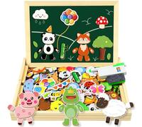 COOLJOY Magnétique Puzzle Jouet Enfant 2 3 Ans, Jeux pour Cadeau Garçon Fille 2 3 Ans, Jigsaw avec Tableau Double Face, Puzzles Enfant en Bois Magnétique, Jouets Educatif pour 3 4 5 Ans