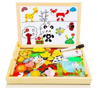 COOLJOY Puzzles en Bois Magnétique,100 + Pièces Animaux Domestiques de mignons Puzzle Aimant Jigsaw Avec Tableau Noir de Chevalet à Montessori Educatif Jouets Educatif pour Enfants Garcon Fille 3+ Ans