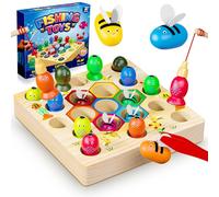COOLJOYA Jouet Enfant 2 3 Ans, Jeux Montessori 2 3 Ans, Jeu de pêche 2 en 1, Jouets magnétiques en Bois, Parfaits comme Cadeaux de Noël pour Les Filles,Les garçons et de 2, 3, 4 Ans
