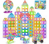 COOLJOYA Lot de 136 blocs de construction magnétiques STEM - Jouet Montessori à partir de 3 ans - Aimants pour enfants à partir de 3, 4, 5, 6, 7 ans - Pour garçons et filles