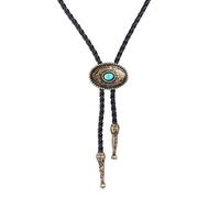 COOLLA Bolo Tie Cowboy Cravate Collier ras du cou en cuir avec pendentif turquoise vintage pour femme et homme, metal