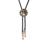 COOLLA Bolo tie- Handmade Star Western Cowboy Black Vintage Turquoise Pendant for Women,Men (Bronze)