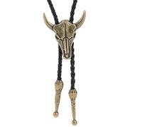 COOLLA Bolo Tie - Pendentif taureau western cowboy noir vintage turquoise fait main pour femme et homme, 70, Cuir
